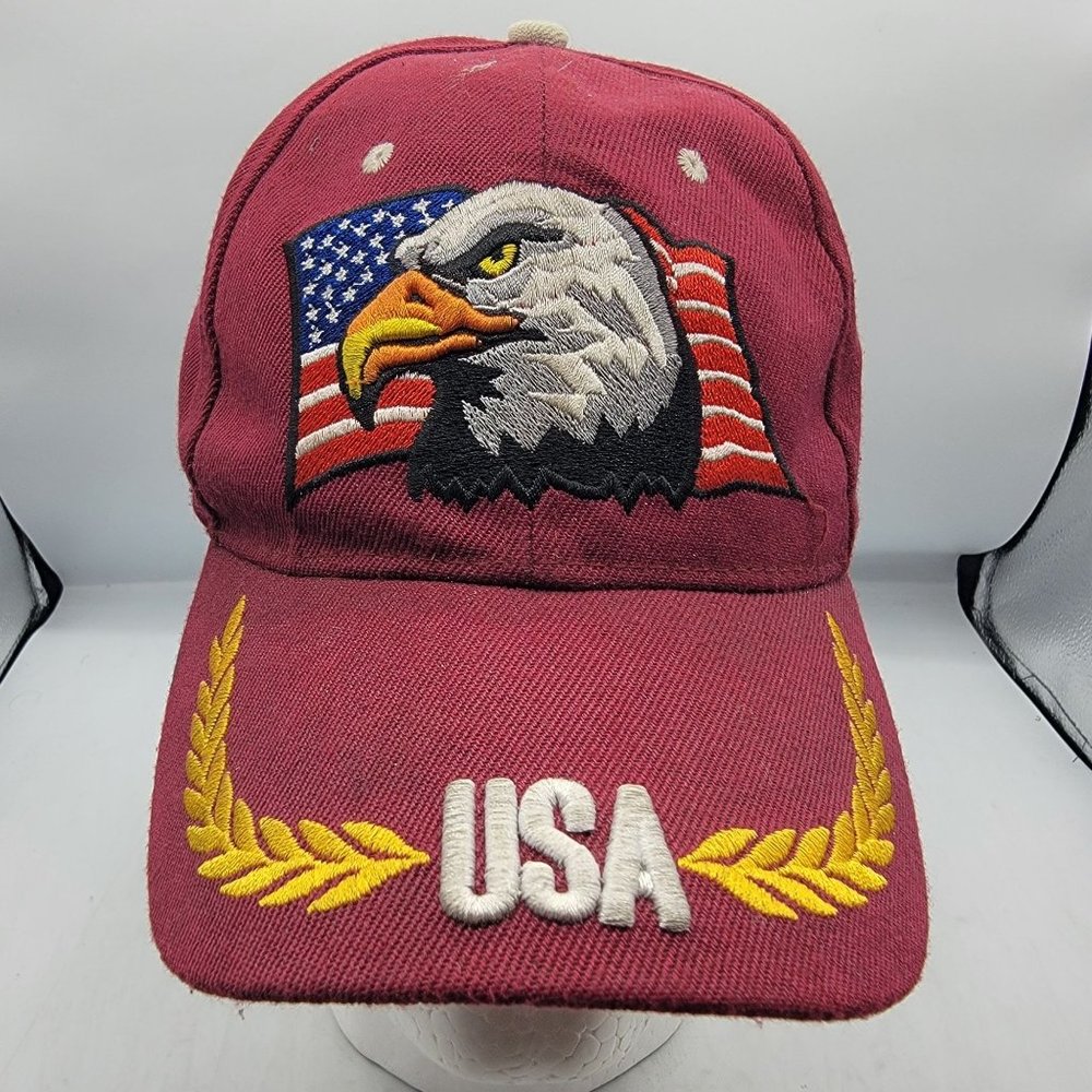 Patriotic Eagle Adjustable Baseball Hat Cap American Flag USA Red Adults Unisex